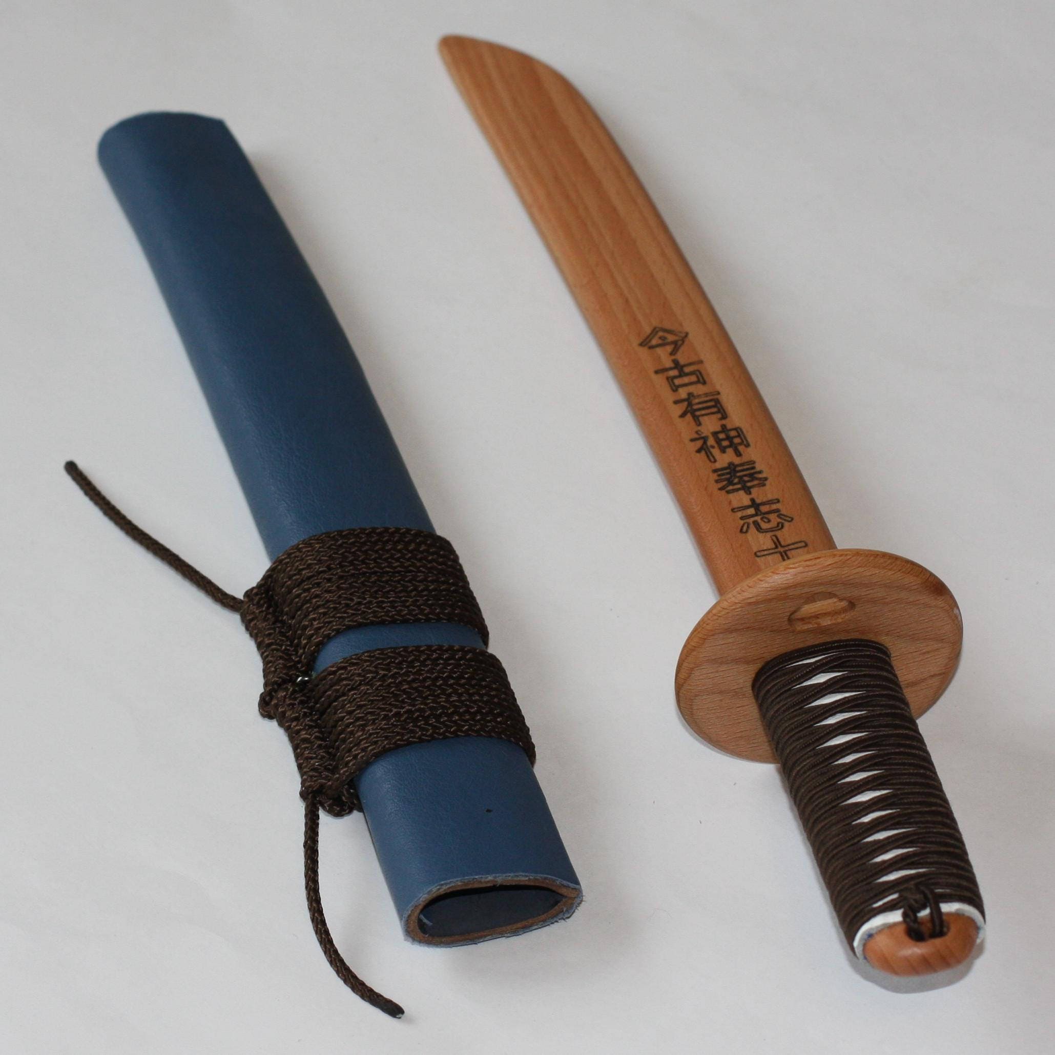 Toy wooden knife Tanto with leather sheath | Etsy