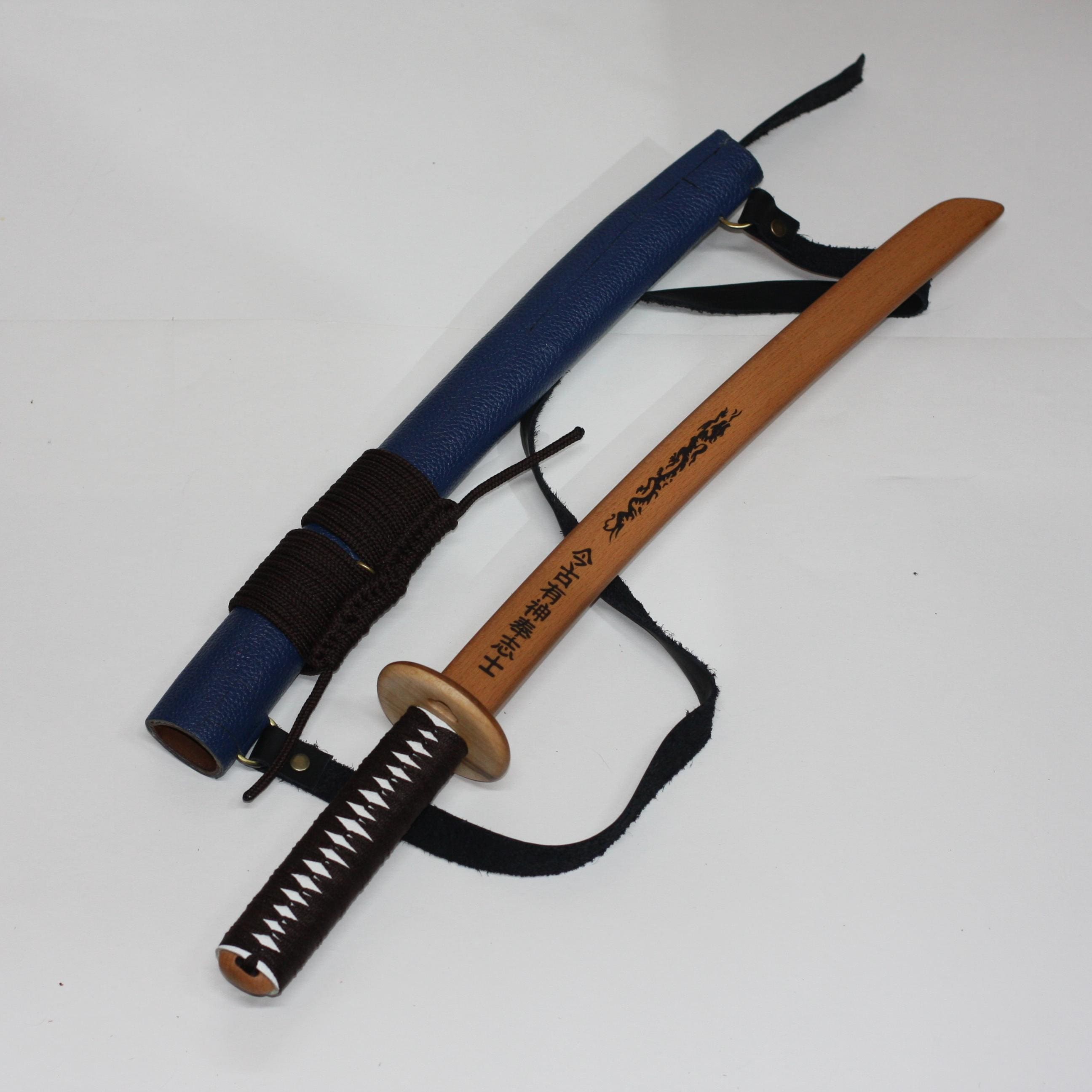 Toy wooden katana with leather sheath. Samurai sword. Etsy