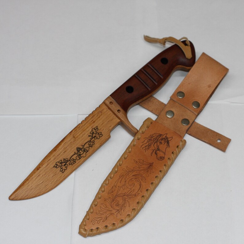 Toy wooden knife with leather sheath Etsy