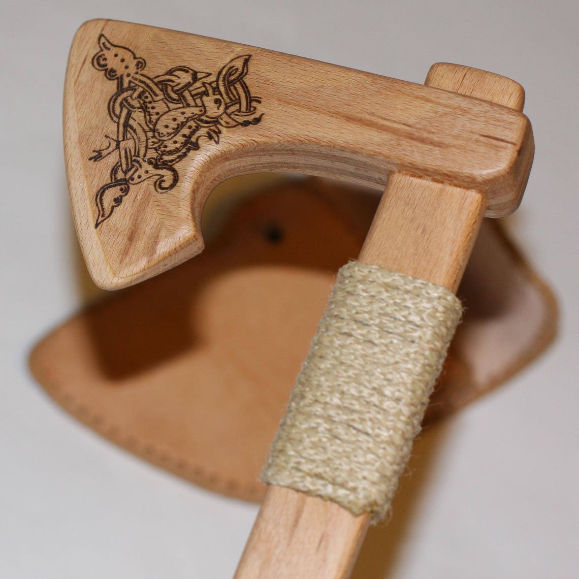 Toy wooden axe with leather sheath Etsy