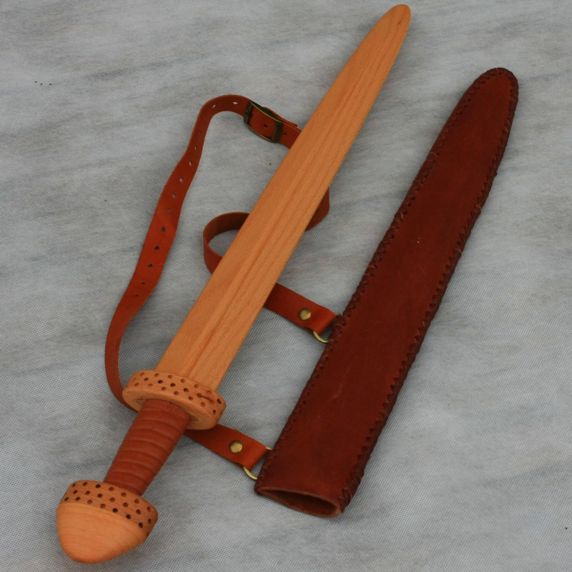 Toy wooden sword with leather sheath Etsy