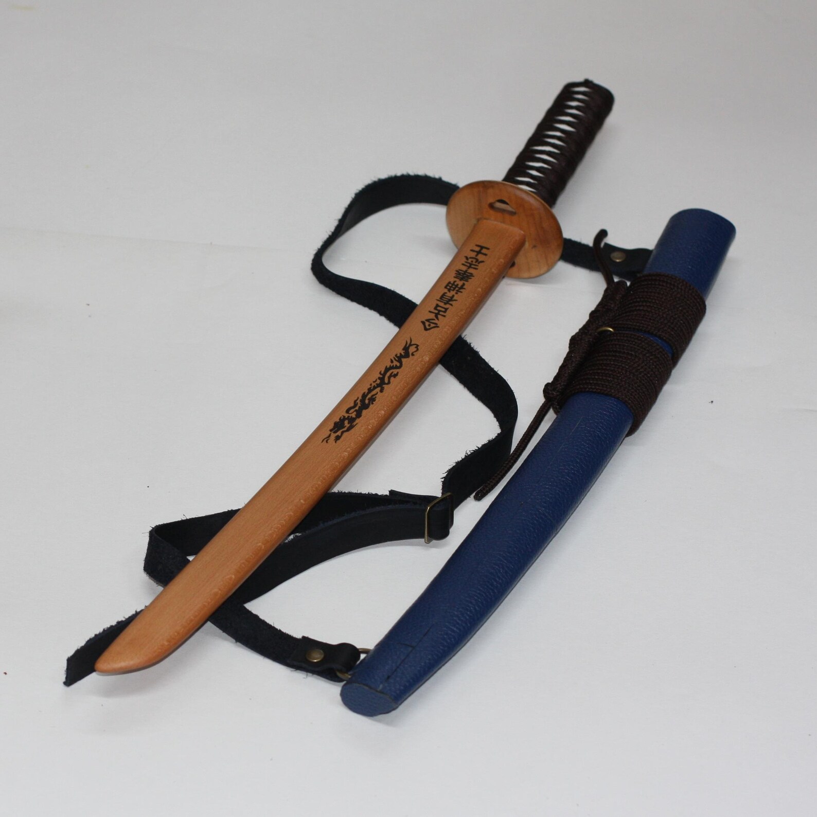 Toy wooden katana with leather sheath. Samurai sword. Etsy