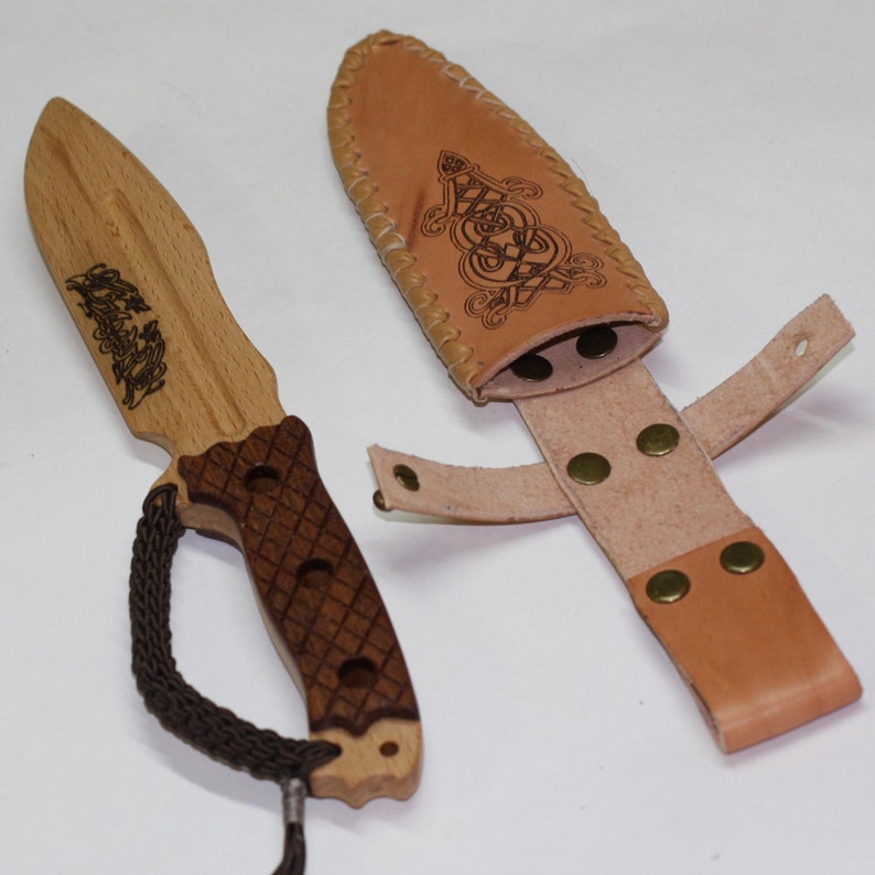 Toy wooden knife with leather sheath Etsy