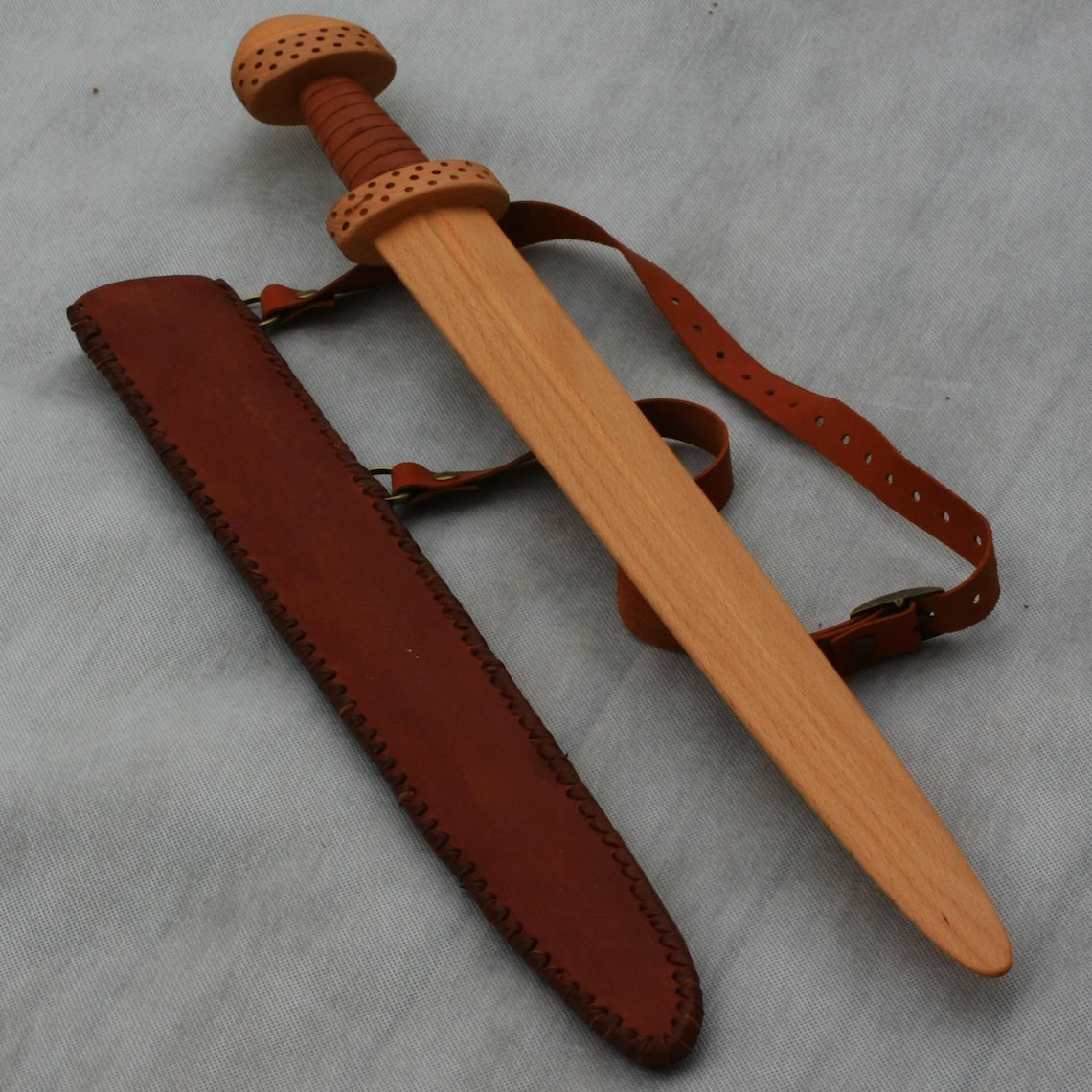 Toy wooden sword with leather sheath Etsy