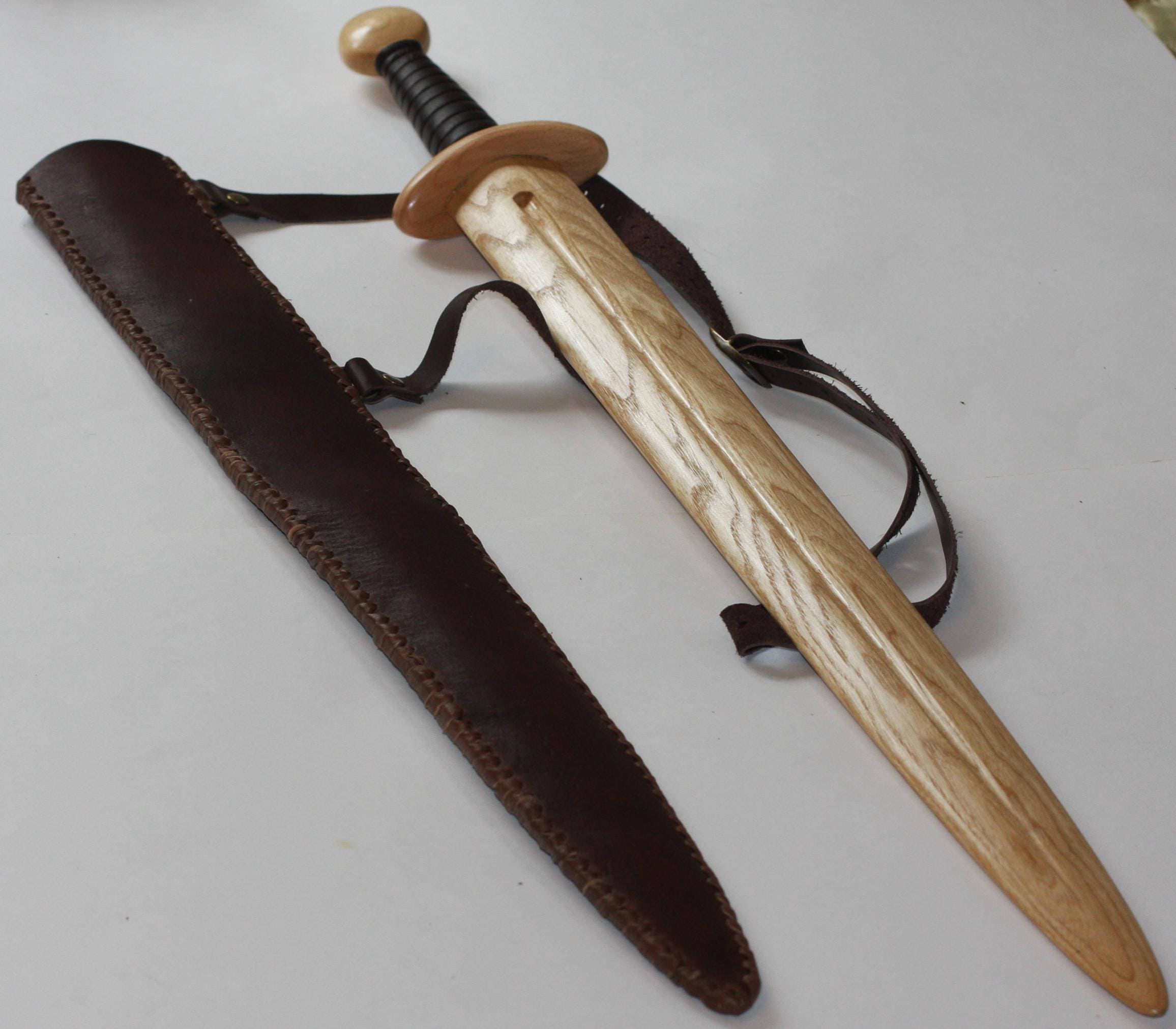 Toy wooden sword with leather sheath Etsy