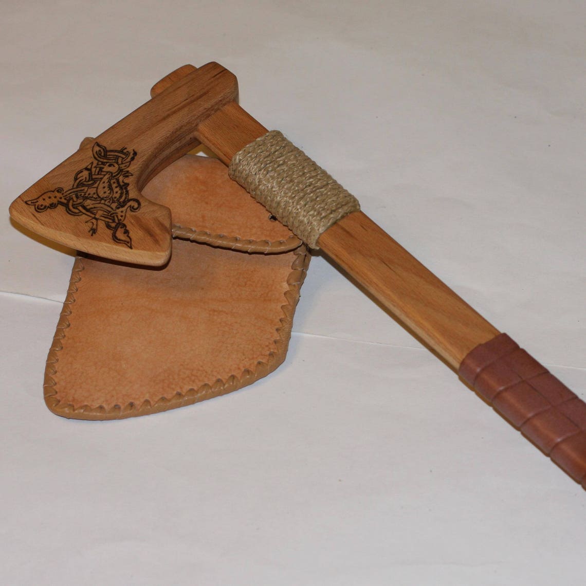 Toy wooden axe with leather sheath Etsy
