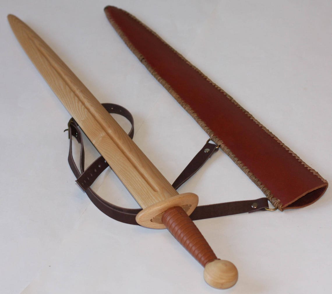 Toy wooden sword with leather sheath Etsy