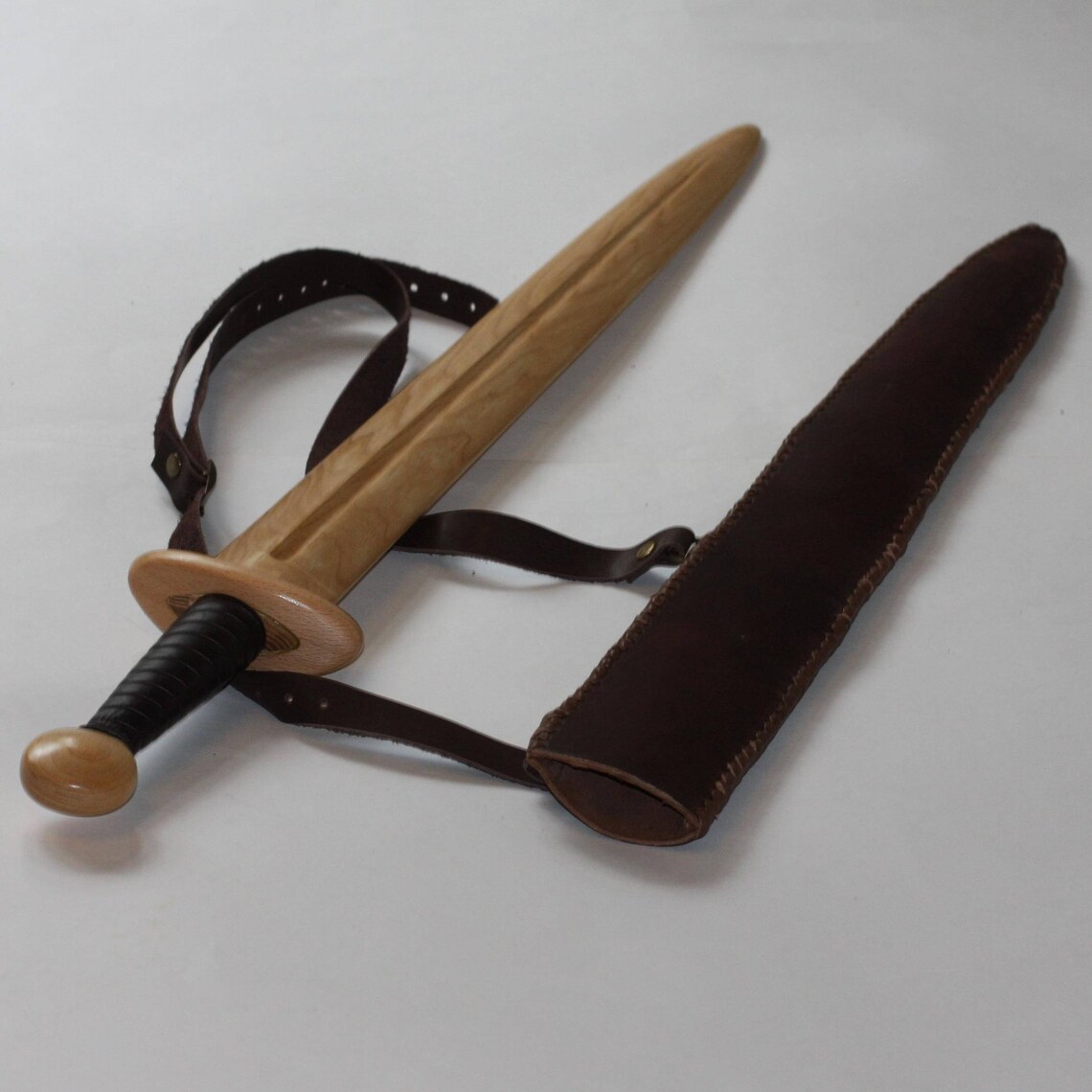 Toy wooden sword with leather sheath Etsy