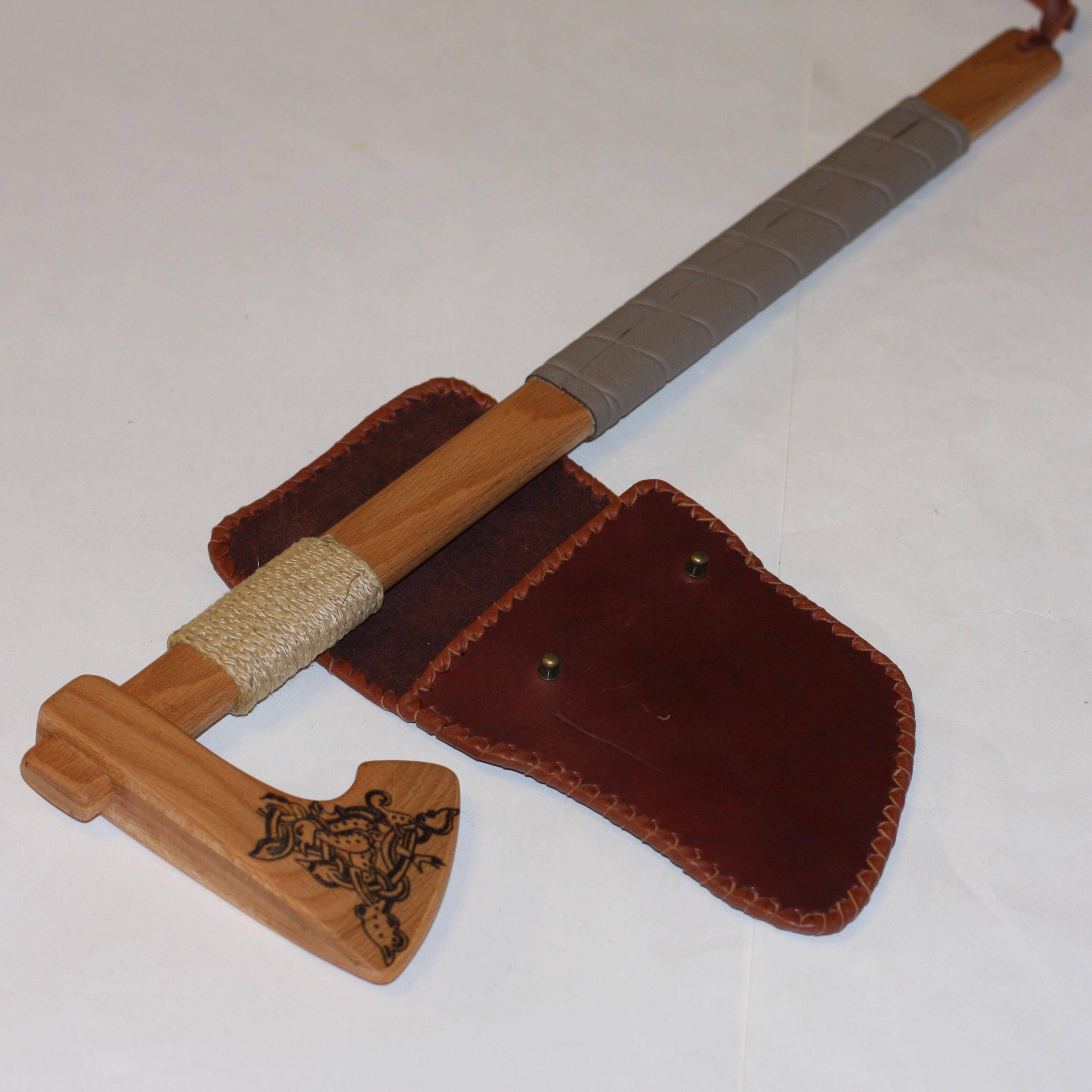 Toy wooden axe with leather sheath Etsy