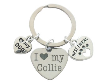 Souvenir de chien - « I love (heart) my Collie » - Meilleur ami - Porte-clés
