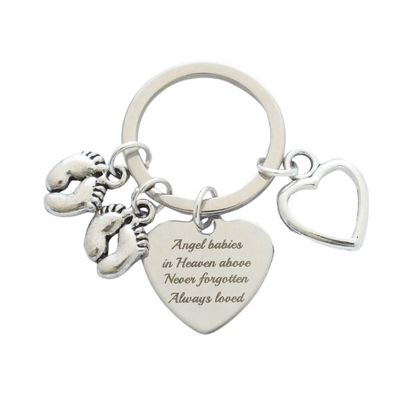 Baby Memorial Keepsake - "Angel babies in Heaven above Never Forgotten Always Loved" - Miscarriage Stillbirth Necklace - Bag Charm - Keyring