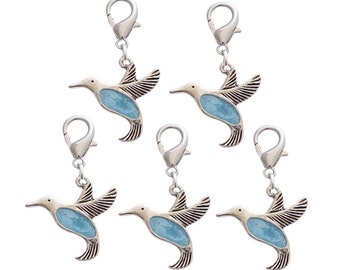 Bird of Peace - blue - Clip-on - Clothing Charm - Bag Zipper Charm - Stitch Marker