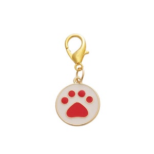 Dog Themed Zipper Charms Grey or Red Paw Print Double-sided Enamel Clip-on Bag Zipper Pendant Charm image 2