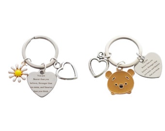 AA Milne Inspirational Quote - "You are Braver than you believe, Stronger than you seem, and Smarter than you think" - Keyring