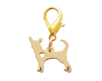 Chihuahua * Dog - Gold - Clip-on Zipper - Purse - Clothing - Bag Charm