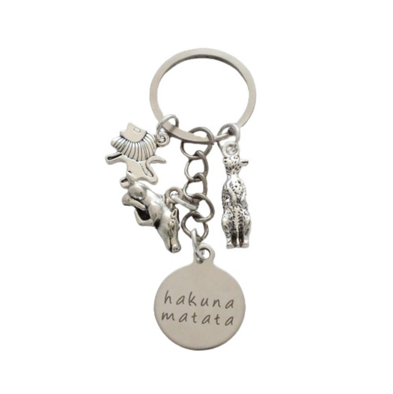 Lion King Inspired Keepsake Hakuna Matata with Simba Pumba & Timon Charms Keychain image 1