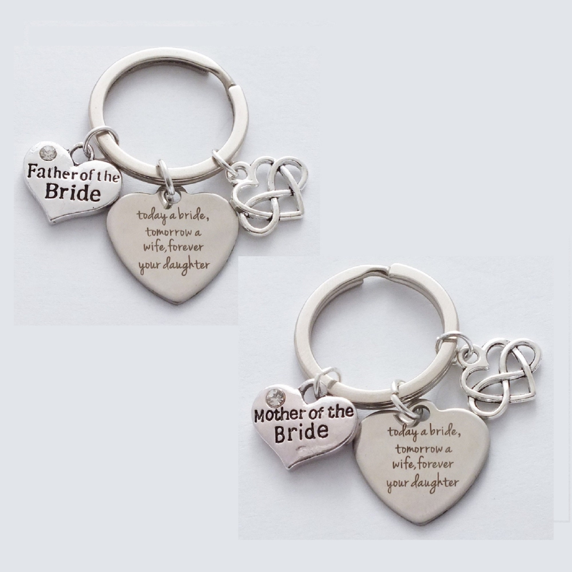 Tomorrow A Wife Today A Bride IBH Forever Your Daughter Key Ring Keychain Zipper Pull-Mother Wedding Keychain-Father Wedding Gift