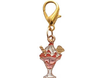 Sundae - Dessert - Enamelled - Clip-on Bag Zipper Pendant Charm