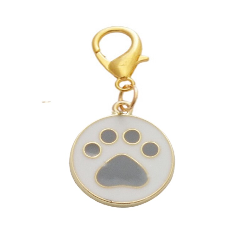 Dog Themed Zipper Charms Grey or Red Paw Print Double-sided Enamel Clip-on Bag Zipper Pendant Charm Grey paw print