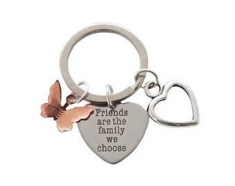 Friends Keepsake - "Friends are the family we choose" Inspirational Quote - Bag Charm or Keyring