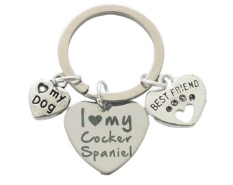 Souvenir de chien - « I love (heart) my cocker spaniel » - Meilleur ami - Porte-clés