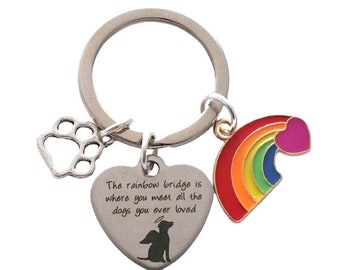 Dog Memorial Keepsake - "The rainbow bridge is where you meet all the dogs you ever loved" - Bag Charm * Keyring