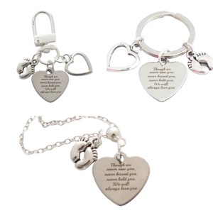 Baby Memorial Keepsake - "Though we never saw you. We will always love you". Miscarriage Stillbirth SIDS - Bag Charm - Necklace - Keyring