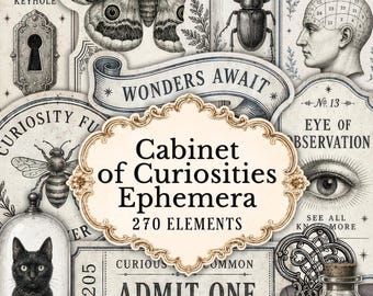 Cabinet of Curiosities Ephemera, 270 Vintage Fussy Cuts, Junk Journal Printables