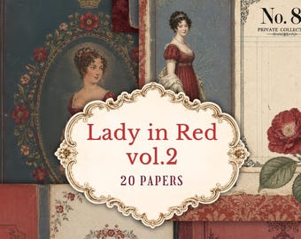 Regency Junk Journal Papers, Antique Floral & Book Cover Printables, 20 JPG