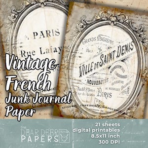 Vintage French Junk Journal Paper 21 Shabby Chic Digital Printable Pages Antique Old Aesthetic Scrapbook Cottagecore Aesthetic Backgrounds