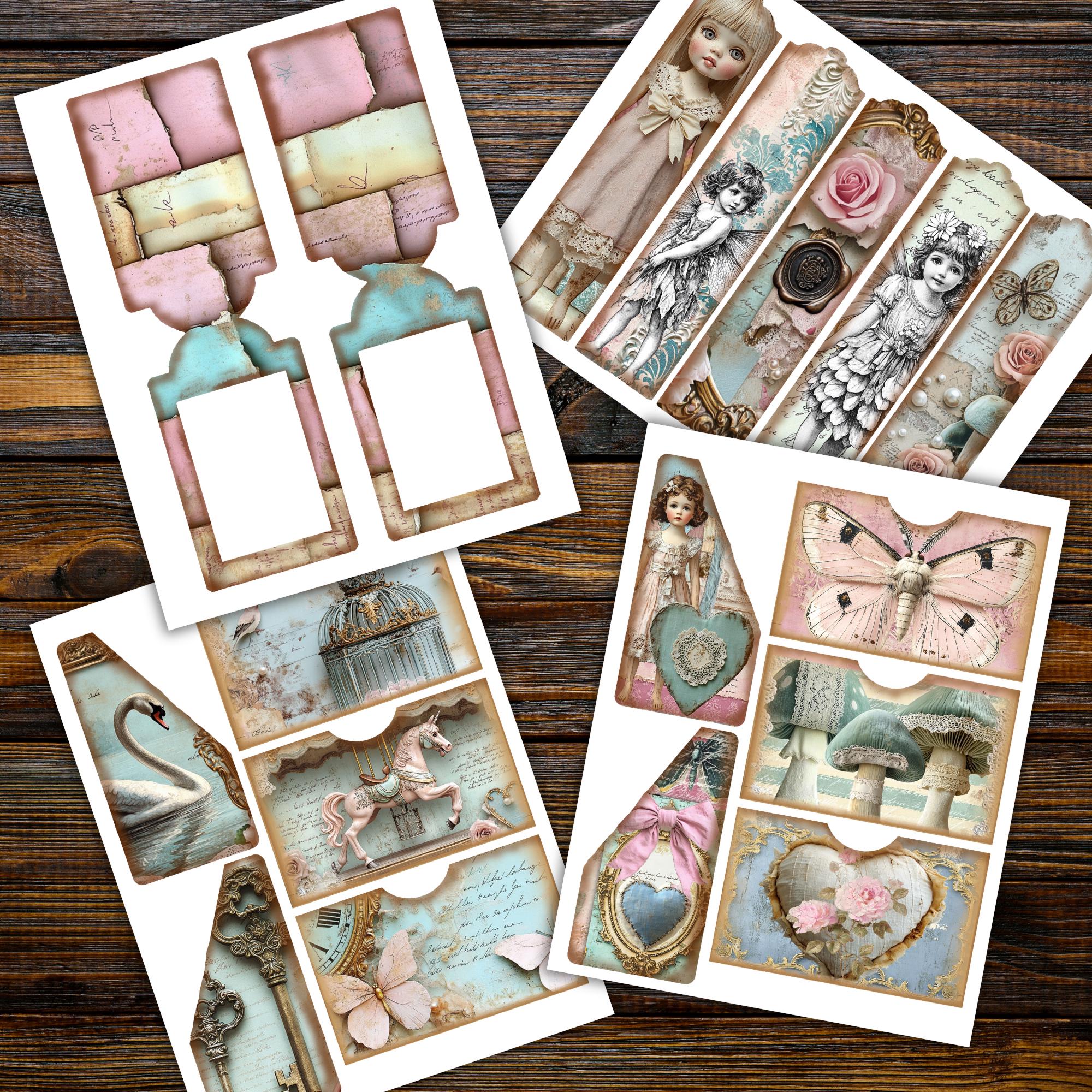 Shabby Chic Junk Journal Ephemera Kit Printable, 20 Sheets of ...