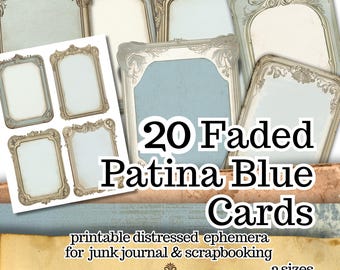 Vintage Blue Ephemera Frames Printable, Shabby Chic Collage Kit (Digital Download)