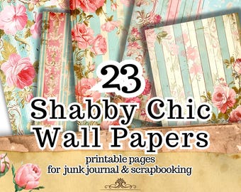 Shabby Chic Floral Digital Paper Pack, 23 Vintage Junk Journal Pages ...