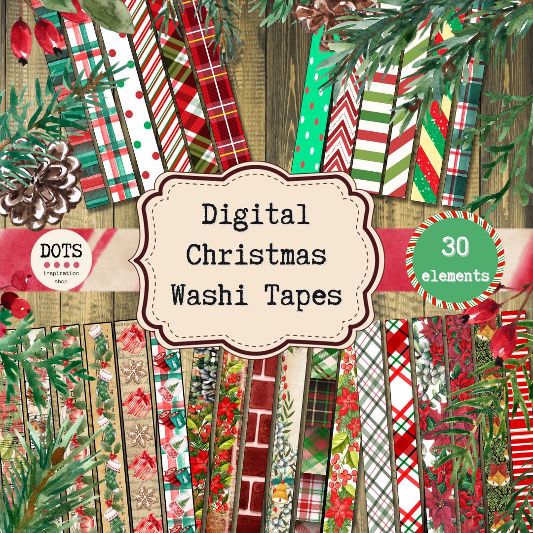 Free Santa's Workshop Washi Tape for Digital Scrapbooking & Crafts