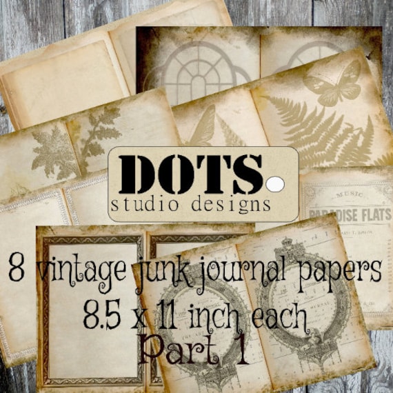 Vintage Junk Journal Pages, Vintage blank journal, Digital vintage Junk  Journal, Old botanical paper, scrapbooking paper PART 1, 8.5 x 11