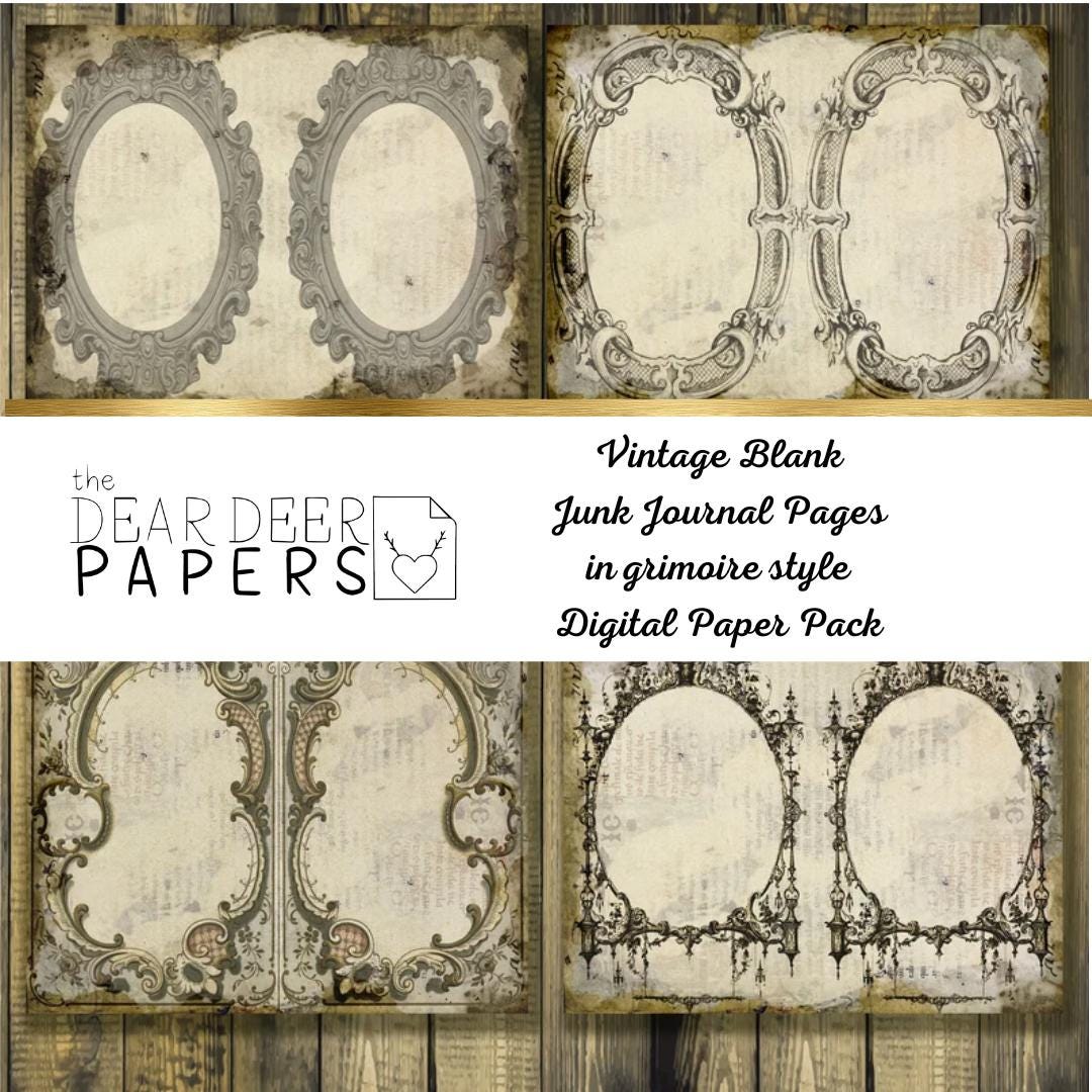 12 Grimoire Blank Digital Pages, Vintage Blank Junk Journal, Digital ...