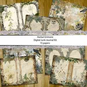 Papel de diário Grimoire Junk, kit de diário digital, imprimíveis de bruxas de Halloween, kit de papel assustador para download para bruxaria e pessoas pagãs