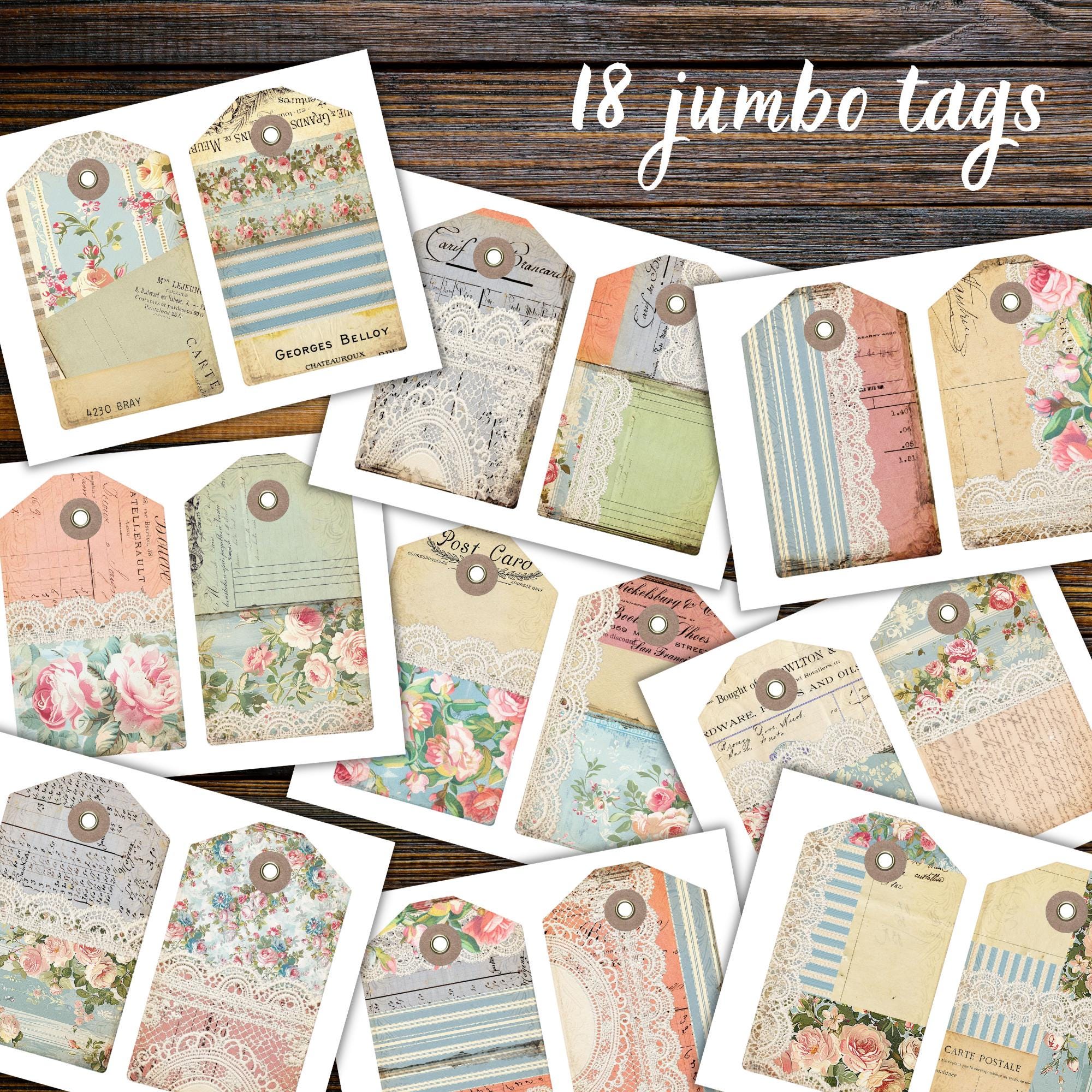 Vintage Junk Journal Tags Printable, Floral Ephemera Tags for Junk ...