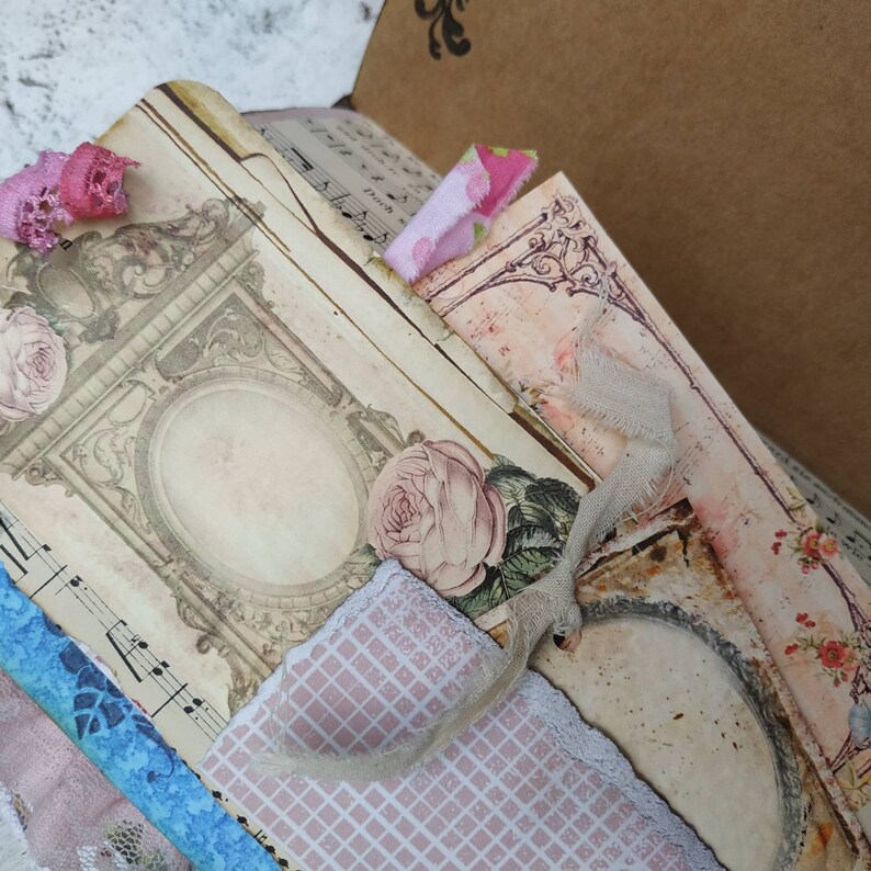 Download French Shabby chic Junk Journal Faith scrapbook blue pink ...