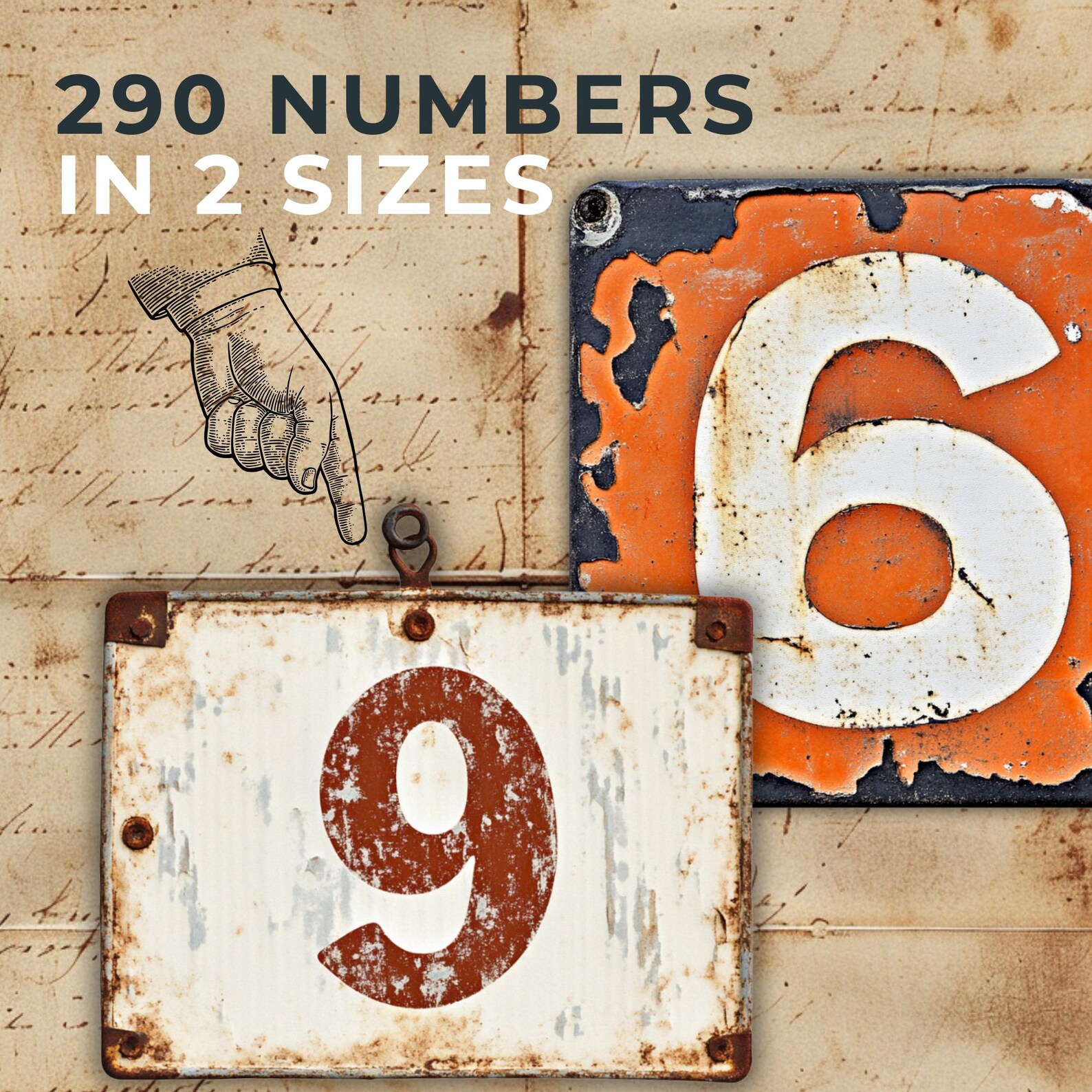 Industrial Numbers Ephemera | Vintage Printable Collage (digital ...