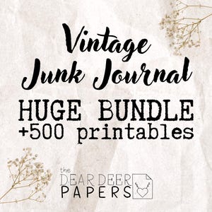 Énorme lot de + 500 documents imprimables vintage Junk Journal, papiers numériques et éphémères, étiquettes, cartes, enveloppes, étiquettes, cartes postales, arrière-plans, découpes