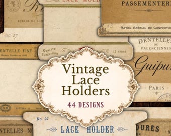 Vintage Lace Holders Printable, 44 Antique Haberdashery Designs (Digital Download)
