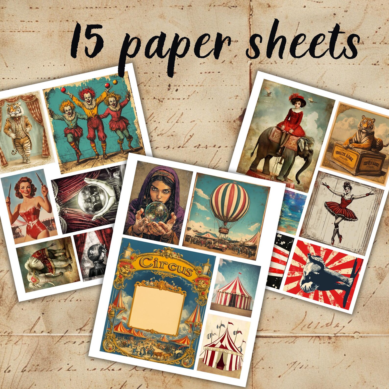 Vintage Circus Ephemera Sheets | Carnival Printables for Junk Journals ...