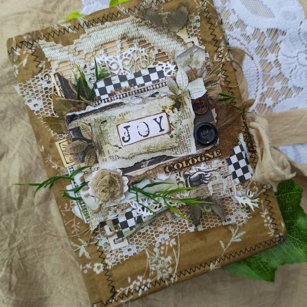 Ready to ship nature junk journal, Wedding GuestBook, Scrapbook, Notebook Diary Journal, Vintage Smashbook, gift idea