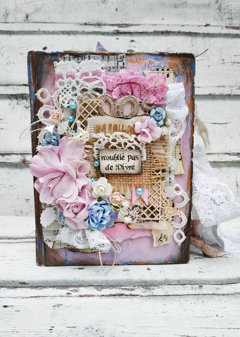 Download French Shabby chic Junk Journal Faith scrapbook blue pink ...