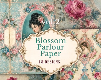 Victorian Floral Digital Paper Pack, Regency Junk Journal Pages (18 Designs)
