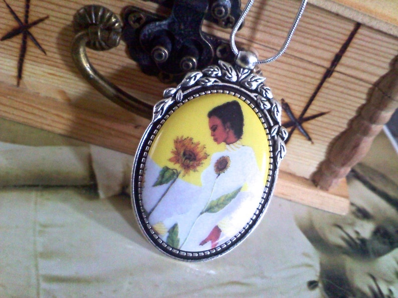 Woman and Sunflower Necklace