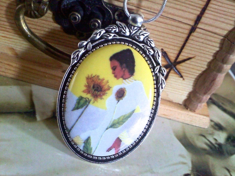 Woman and Sunflower Necklace