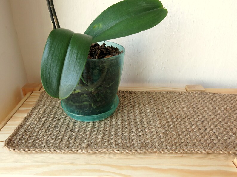 Jute Table Runner Natural Hand Crochet Table Runner Etsy