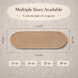 Oval jute stair treads arranged as stair runner alternative, natural textured stair tread carpet